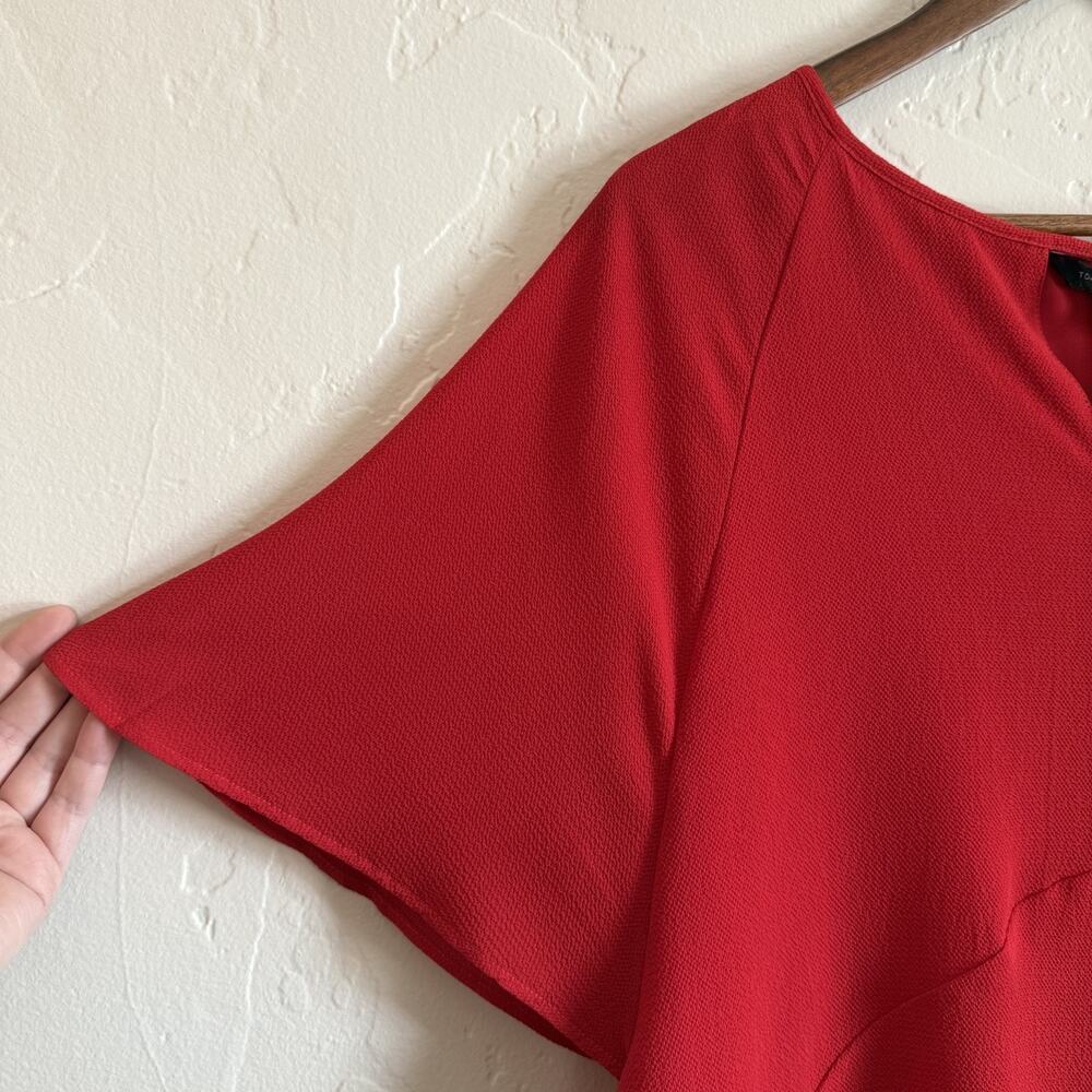 NWT New Tommy Hilfiger Size Large Blouse - Red Short Sleeve Bow - Picture 2 of 9
